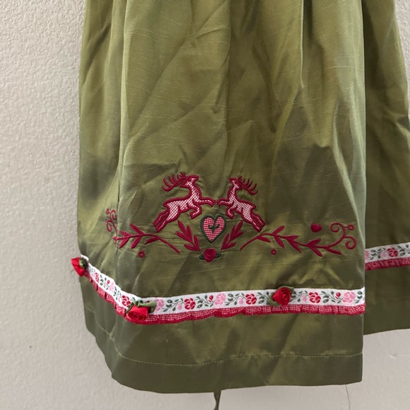 Krüger Dirndl Dress US XS EU 34 Red Green German Oktoberfest Alpine Trachten - Picture 8 of 12